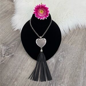 💞 BRIGHTON Retired Cordoba Long Tassel Engraved Heart Adjustable Necklace